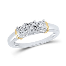  Sterling Silver Womens Round Diamond 3-stone Ring 1/8 Cttw