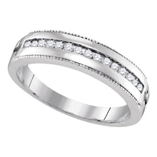  Sterling Silver Womens Round Diamond Single Row Band Ring 1/6 Cttw