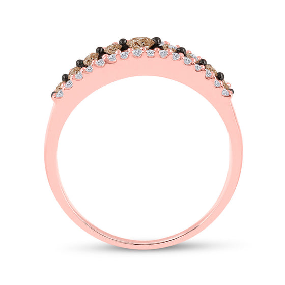10k Rose Gold Womens Round Brown Diamond Band Ring 1/2 Cttw