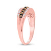 10k Rose Gold Womens Round Brown Diamond Band Ring 1/2 Cttw