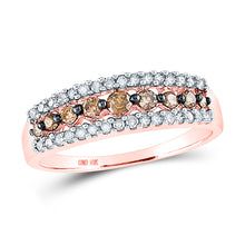  10k Rose Gold Womens Round Brown Diamond Band Ring 1/2 Cttw