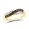 10k Yellow Gold Womens Round Brown Diamond Band Ring 1/4 Cttw