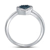 Sterling Silver Womens Round Blue Color Enhanced Diamond Heart Bridal Wedding Set 1/8 Cttw