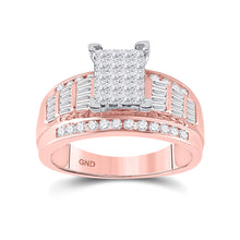  10k Rose Gold Princess Diamond Cluster Bridal Wedding Engagement Ring 1 Cttw