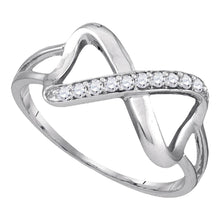 10k White Gold Womens Round Diamond Infinity Ring 1/10 Cttw