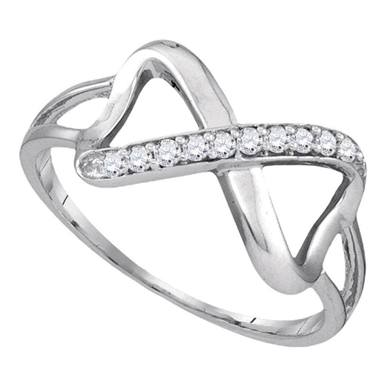10k White Gold Womens Round Diamond Infinity Ring 1/10 Cttw