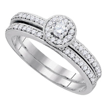  10k White Gold Round Diamond Bridal Wedding Ring Band Set 1/2 Cttw