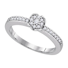  10k White Gold Womens Round Diamond Cluster Ring 1/5 Cttw
