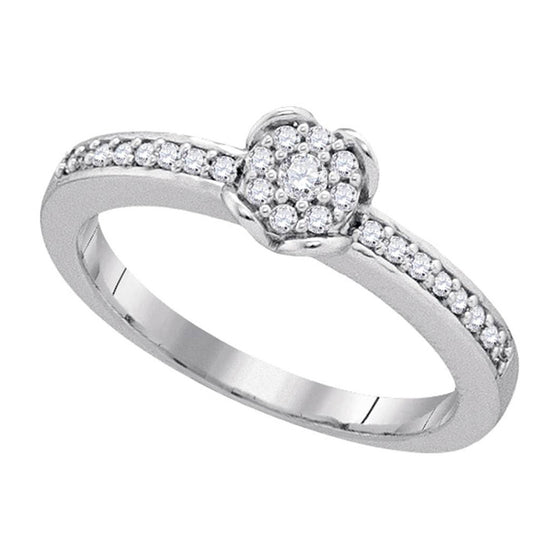 10k White Gold Womens Round Diamond Cluster Ring 1/5 Cttw