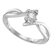  10k White Gold Womens Round Diamond Solitaire Promise Ring 1/8 Cttw