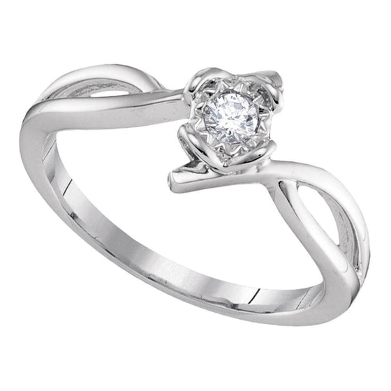 10k White Gold Womens Round Diamond Solitaire Promise Ring 1/8 Cttw