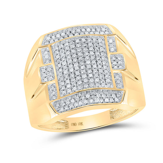 10k Yellow Gold Mens Round Diamond Square Cluster Ring 1/2 Cttw