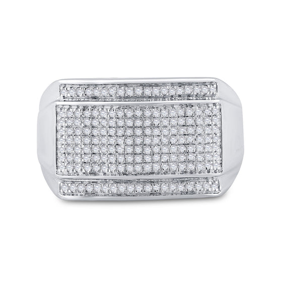 10k White Gold Mens Round Diamond Cluster Ring 1/2 Cttw