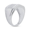 10k White Gold Mens Round Diamond Cluster Ring 1/2 Cttw