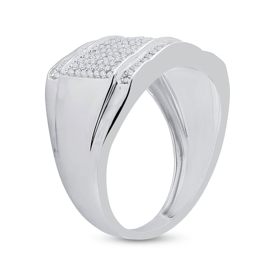 10k White Gold Mens Round Diamond Cluster Ring 1/2 Cttw