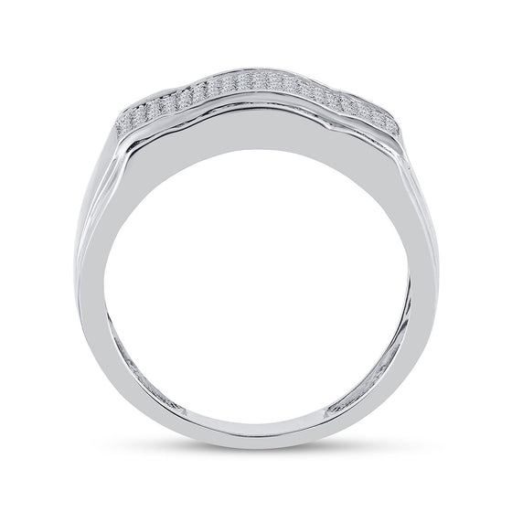 10k White Gold Mens Round Diamond Cluster Ring 1/2 Cttw