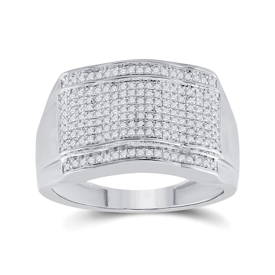 10k White Gold Mens Round Diamond Cluster Ring 1/2 Cttw