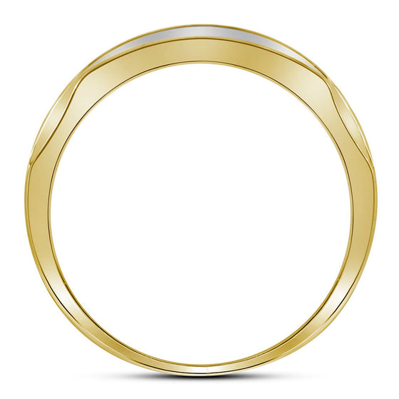 10k Yellow Gold Mens Round Diamond Domed Triple Row Fashion Ring 1/3 Cttw
