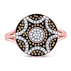 10k Rose Gold Womens Round Red Color Enhanced Diamond Starburst Cluster Ring 1/3 Cttw