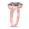 10k Rose Gold Womens Round Red Color Enhanced Diamond Starburst Cluster Ring 1/3 Cttw