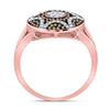 10k Rose Gold Womens Round Red Color Enhanced Diamond Starburst Cluster Ring 1/3 Cttw