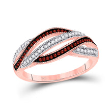  10k Rose Gold Womens Round Red Color Enhanced Diamond Fashion Band Ring 1/4 Cttw