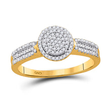  10k Yellow Gold Diamond Circle Frame Cluster Bridal Engagement Ring 1/5 Cttw