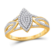  10k Yellow Gold Round Diamond Oval Bridal Wedding Engagement Ring 1/4 Cttw