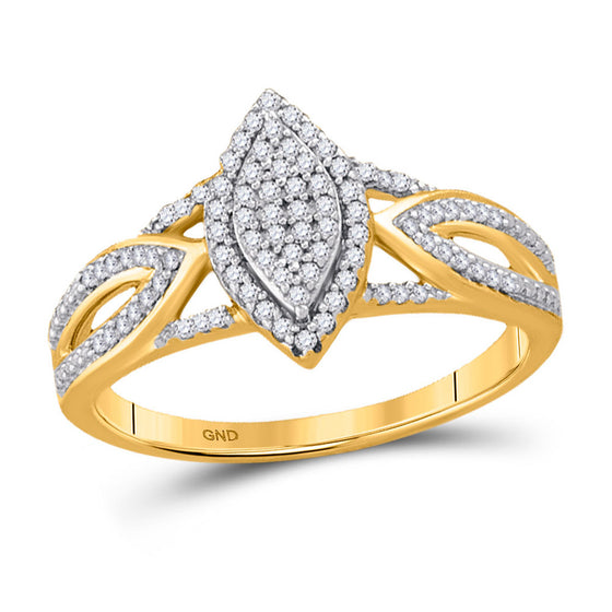 10k Yellow Gold Round Diamond Oval Bridal Wedding Engagement Ring 1/4 Cttw