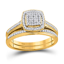  10k Yellow Gold Round Diamond Bridal Wedding Ring Band Set 1/4 Cttw