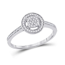  10k White Gold Womens Round Diamond Circle Frame Cluster Ring 1/5 Cttw