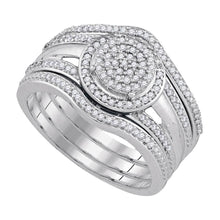  10k White Gold Round Diamond Bridal Wedding Ring Band Set 1/3 Cttw