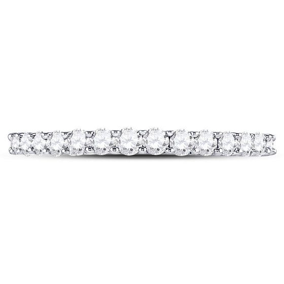 14k White Gold Womens Round Diamond Wedding Anniversary Band 1/2 Cttw