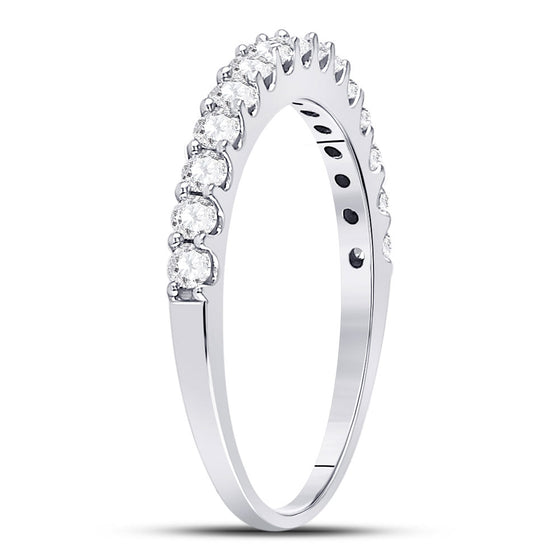 14k White Gold Womens Round Diamond Wedding Anniversary Band 1/2 Cttw