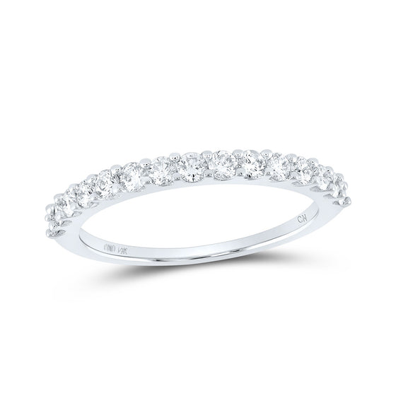 14k White Gold Womens Round Diamond Wedding Anniversary Band 1/2 Cttw
