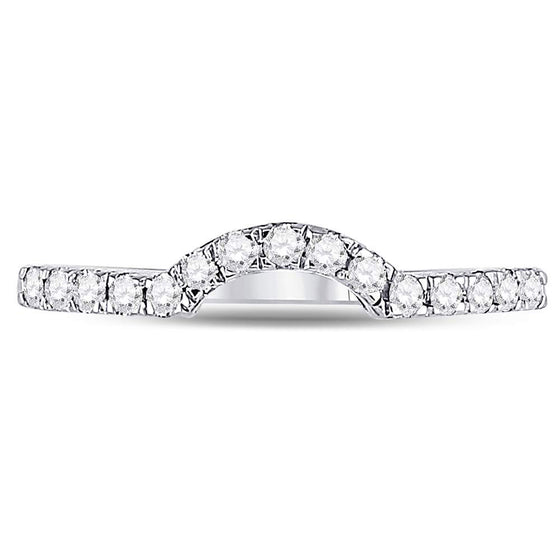 14k White Gold Womens Round Diamond Curved Wedding Band Ring 1/4 Cttw