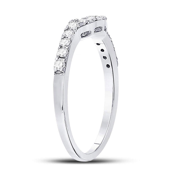 14k White Gold Womens Round Diamond Curved Wedding Band Ring 1/4 Cttw