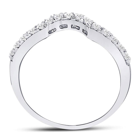 14k White Gold Womens Round Diamond Curved Wedding Band Ring 1/4 Cttw