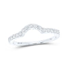 14k White Gold Womens Round Diamond Curved Wedding Band Ring 1/4 Cttw
