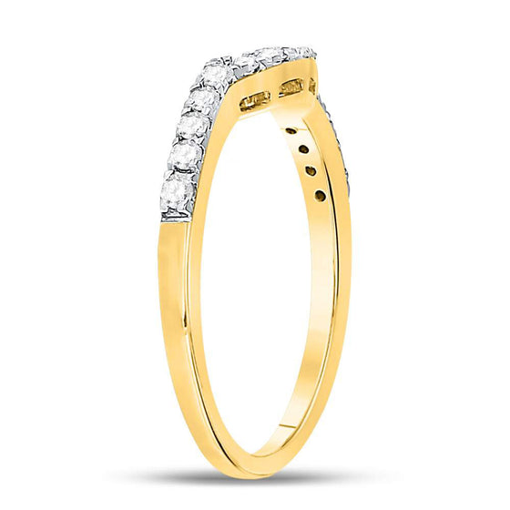14k Yellow Gold Womens Round Diamond Curved Wedding Enhancer Band Ring 1/4 Cttw