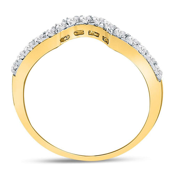 14k Yellow Gold Womens Round Diamond Curved Wedding Enhancer Band Ring 1/4 Cttw