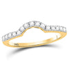 14k Yellow Gold Womens Round Diamond Curved Wedding Enhancer Band Ring 1/4 Cttw