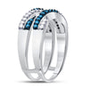 10k White Gold Womens Round Blue Color Enhanced Diamond Band Ring 1/2 Cttw