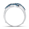 10k White Gold Womens Round Blue Color Enhanced Diamond Band Ring 1/2 Cttw