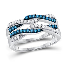  10k White Gold Womens Round Blue Color Enhanced Diamond Band Ring 1/2 Cttw