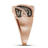 10k Rose Gold Womens Round Red Color Enhanced Diamond Crossover Band Ring 1/3 Cttw