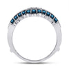 14k White Gold Womens Round Blue Color Enhanced Diamond Wrap Enhancer Wedding Band 1/3 Cttw