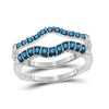 14k White Gold Womens Round Blue Color Enhanced Diamond Wrap Enhancer Wedding Band 1/3 Cttw