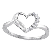  Sterling Silver Womens Round Diamond Heart Ring 1/20 Cttw