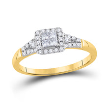  14k Yellow Gold Princess Diamond Square Frame Cluster Ring 1/3 Cttw